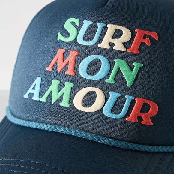 ANTHROPOLOGIE Celandine Seaside Trucker Hat - Navy Surf (NWT - $42 Retail) - Picture 3 of 3